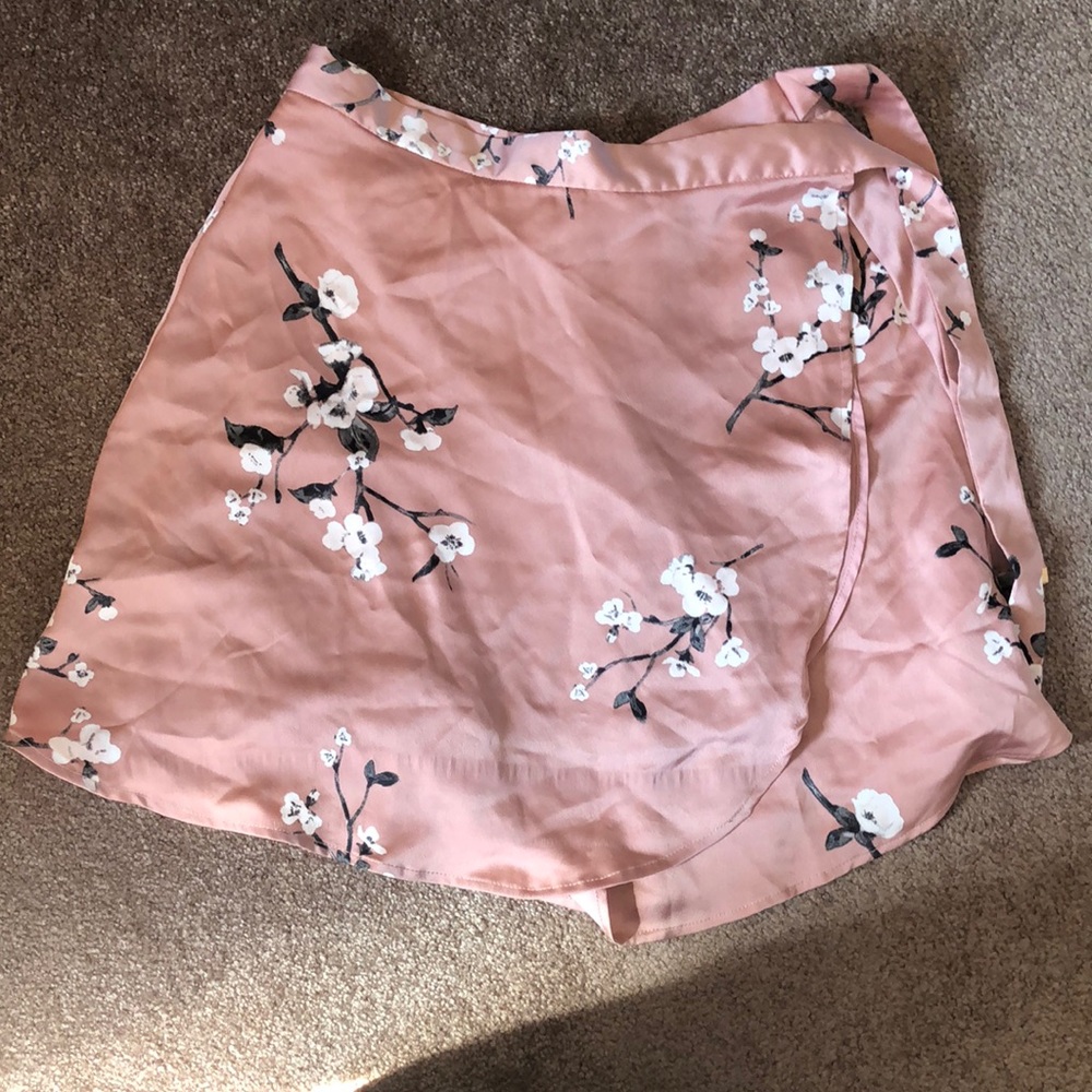 Pink floral skirt - wrap style